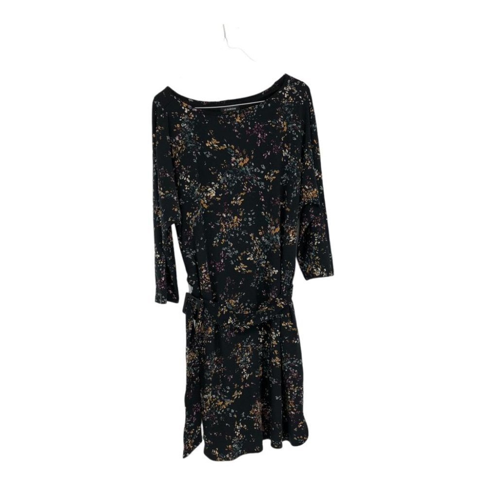 NWT Le Chateau  Black floral Boatneck 3/4 sleeve midi dress M - Picture 2 of 10
